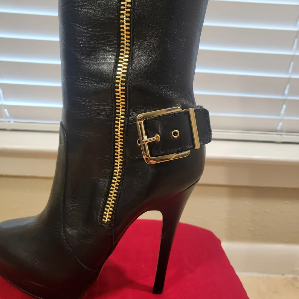 Aldo Knee High Stiletto Leather Boots - Picture 4 of 15